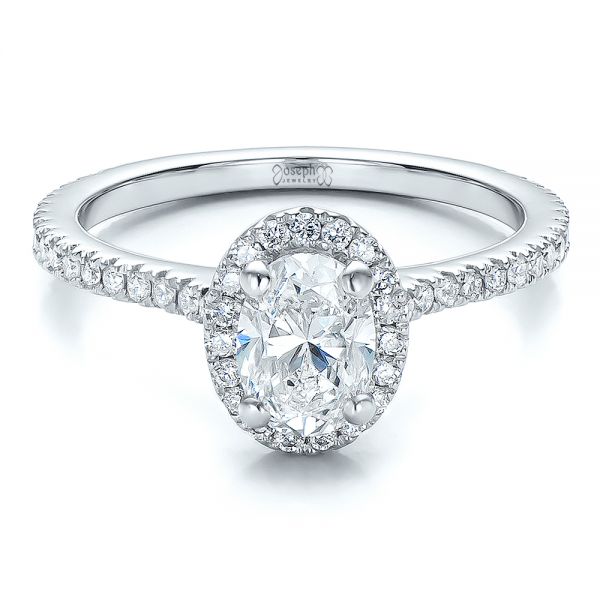 Platinum Platinum Custom Diamond Halo Engagement Ring - Flat View - 100741