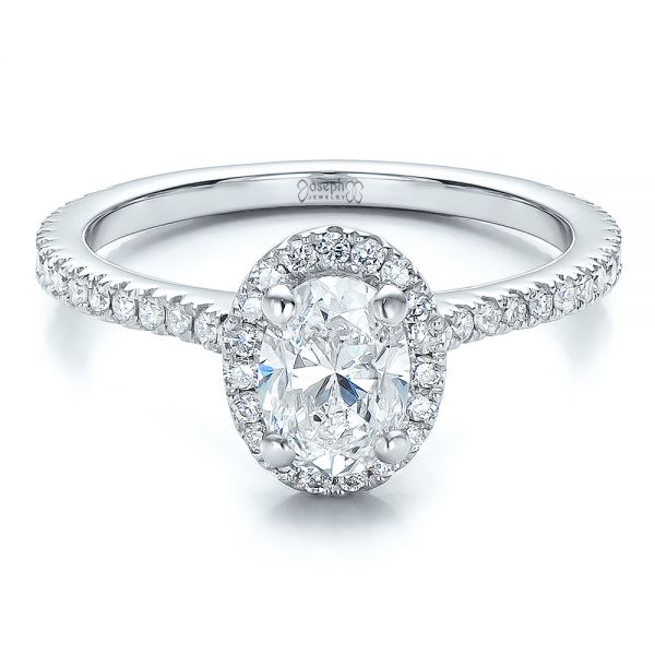  Platinum Platinum Custom Diamond Halo Engagement Ring - Flat View -  100741