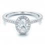 14k White Gold 14k White Gold Custom Diamond Halo Engagement Ring - Flat View -  100741 - Thumbnail