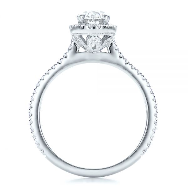 14k White Gold 14k White Gold Custom Diamond Halo Engagement Ring - Front View -  100741