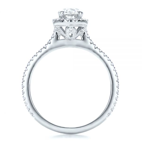 Platinum Platinum Custom Diamond Halo Engagement Ring - Front View - 100741