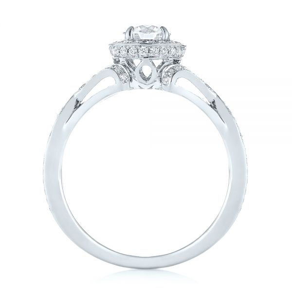 14k White Gold 14k White Gold Custom Diamond Halo Engagement Ring - Front View -  103327