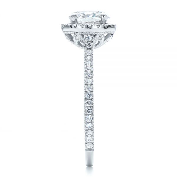 Platinum Platinum Custom Diamond Halo Engagement Ring - Side View - 100741