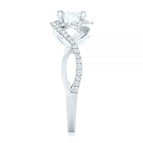 14k White Gold 14k White Gold Custom Diamond Halo Engagement Ring - Side View -  102525