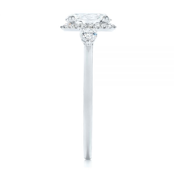 14k White Gold 14k White Gold Custom Diamond Halo Engagement Ring - Side View -  103025
