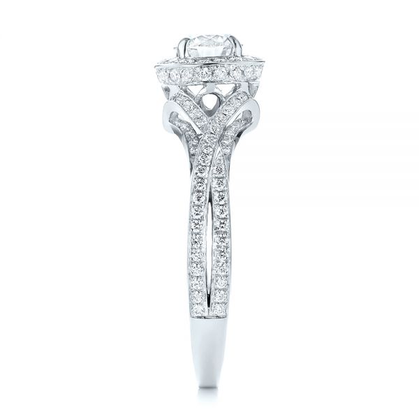 Platinum Platinum Custom Diamond Halo Engagement Ring - Side View - 103327