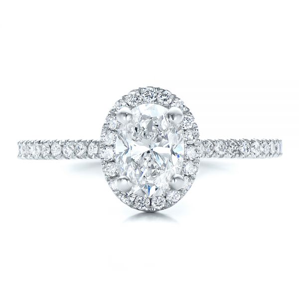 14k White Gold 14k White Gold Custom Diamond Halo Engagement Ring - Top View -  100741