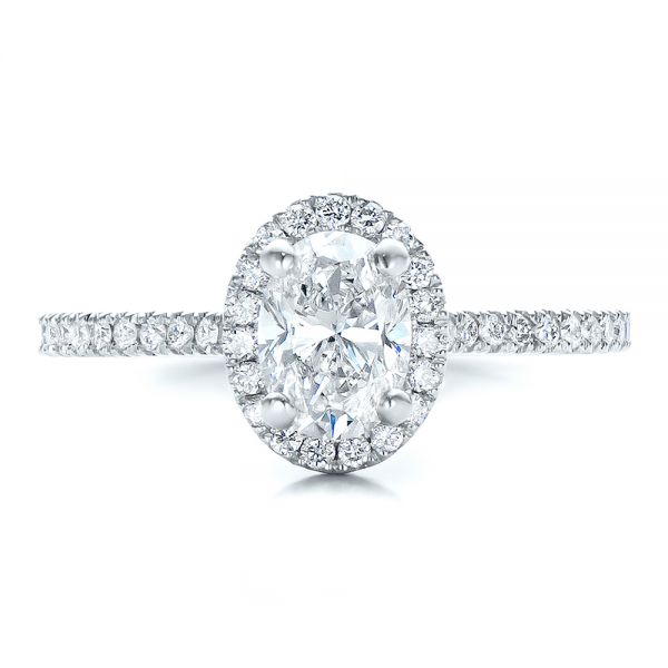 Platinum Platinum Custom Diamond Halo Engagement Ring - Top View - 100741