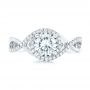18k White Gold 18k White Gold Custom Diamond Halo Engagement Ring - Top View -  102525 - Thumbnail