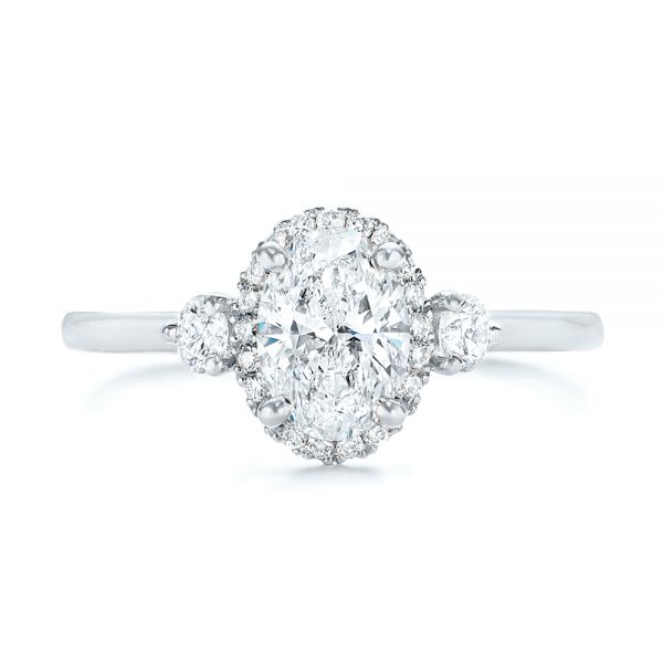 14k White Gold 14k White Gold Custom Diamond Halo Engagement Ring - Top View -  103025