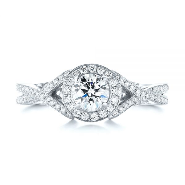 Platinum Platinum Custom Diamond Halo Engagement Ring - Top View - 103327