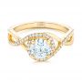 18k Yellow Gold 18k Yellow Gold Custom Diamond Halo Engagement Ring - Flat View -  102525 - Thumbnail