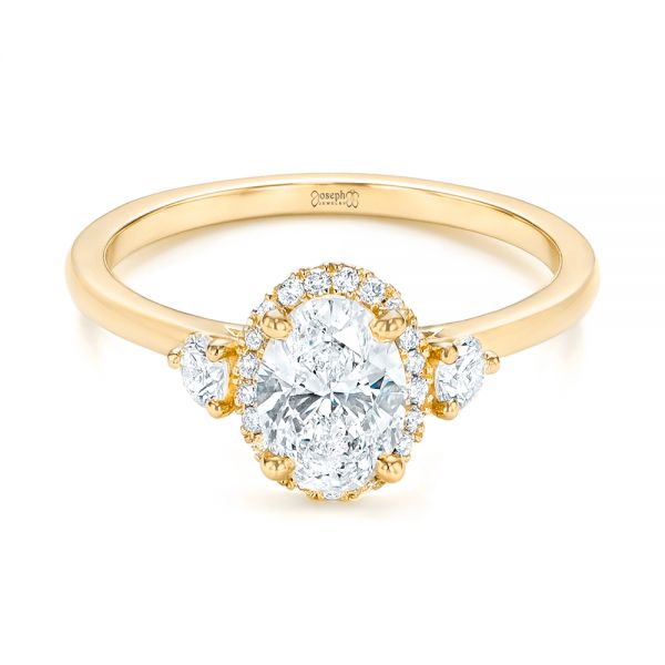 14k Yellow Gold 14k Yellow Gold Custom Diamond Halo Engagement Ring - Flat View -  103025