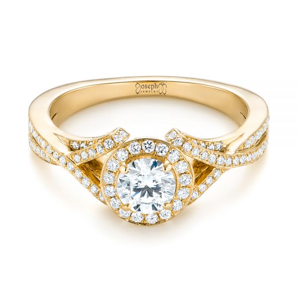 14k Yellow Gold 14k Yellow Gold Custom Diamond Halo Engagement Ring - Flat View - 103327
