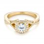 18k Yellow Gold 18k Yellow Gold Custom Diamond Halo Engagement Ring - Flat View -  103327 - Thumbnail