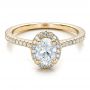 14k Yellow Gold 14k Yellow Gold Custom Diamond Halo Engagement Ring - Flat View -  100741 - Thumbnail