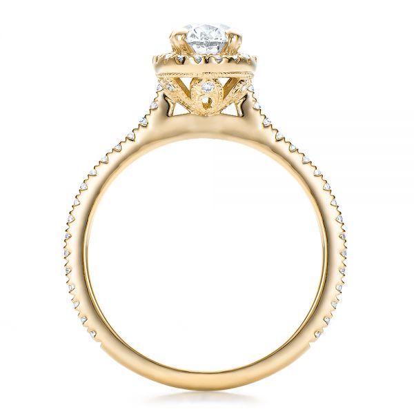 14k Yellow Gold 14k Yellow Gold Custom Diamond Halo Engagement Ring - Front View -  100741