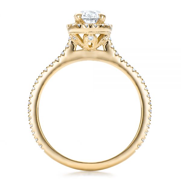 14k Yellow Gold 14k Yellow Gold Custom Diamond Halo Engagement Ring - Front View - 100741