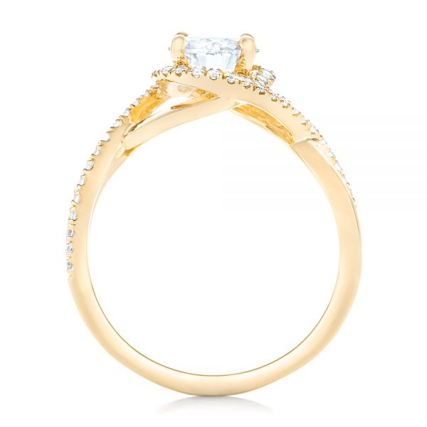 18k Yellow Gold 18k Yellow Gold Custom Diamond Halo Engagement Ring - Front View -  102525