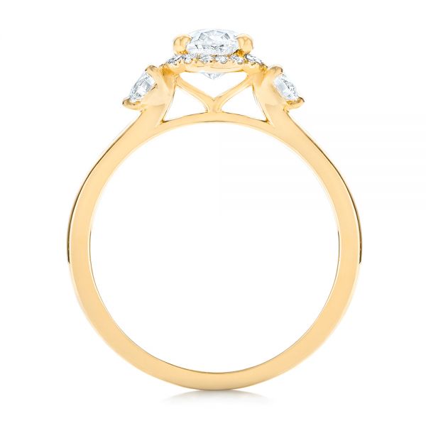 18k Yellow Gold 18k Yellow Gold Custom Diamond Halo Engagement Ring - Front View -  103025