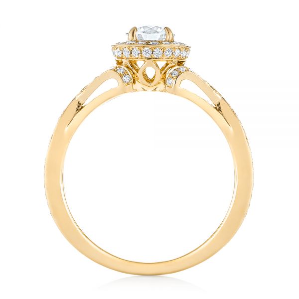 18k Yellow Gold 18k Yellow Gold Custom Diamond Halo Engagement Ring - Front View -  103327