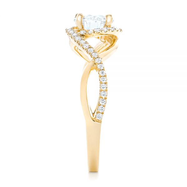 18k Yellow Gold 18k Yellow Gold Custom Diamond Halo Engagement Ring - Side View -  102525