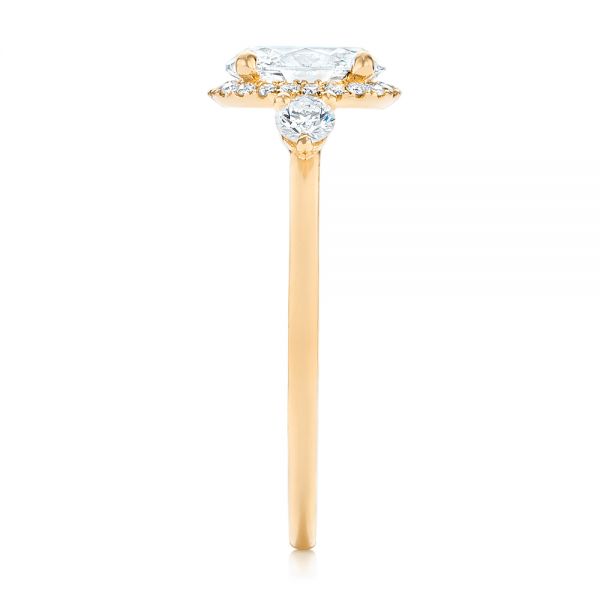 18k Yellow Gold 18k Yellow Gold Custom Diamond Halo Engagement Ring - Side View -  103025