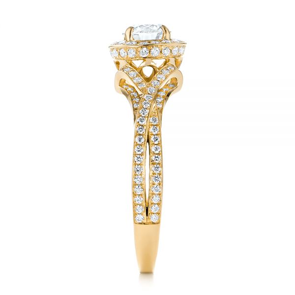 14k Yellow Gold 14k Yellow Gold Custom Diamond Halo Engagement Ring - Side View - 103327