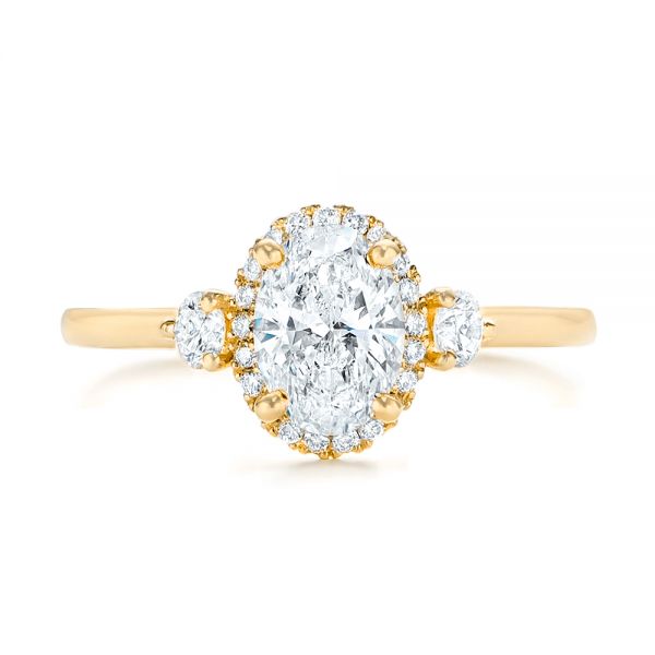 18k Yellow Gold 18k Yellow Gold Custom Diamond Halo Engagement Ring - Top View -  103025