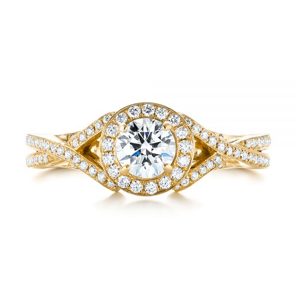14k Yellow Gold 14k Yellow Gold Custom Diamond Halo Engagement Ring - Top View - 103327