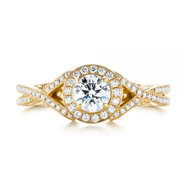 18k Yellow Gold 18k Yellow Gold Custom Diamond Halo Engagement Ring - Top View -  103327