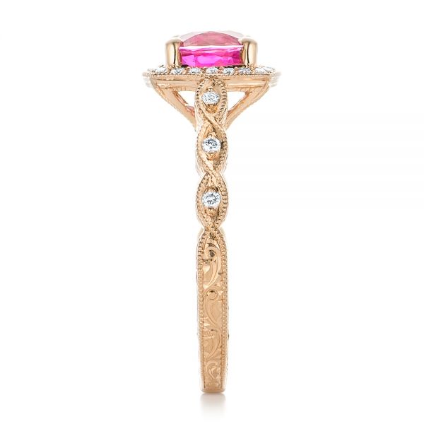 14k Rose Gold Custom Pink Sapphire Engagement Ring - Side View -  102285