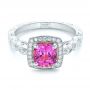14k White Gold 14k White Gold Custom Pink Sapphire Engagement Ring - Flat View -  102285 - Thumbnail