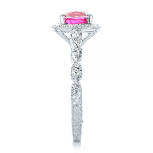14k White Gold 14k White Gold Custom Pink Sapphire Engagement Ring - Side View - 102285