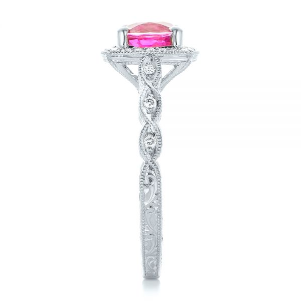 18k White Gold 18k White Gold Custom Pink Sapphire Engagement Ring - Side View -  102285