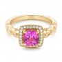 14k Yellow Gold 14k Yellow Gold Custom Pink Sapphire Engagement Ring - Flat View -  102285 - Thumbnail