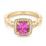 18k Yellow Gold 18k Yellow Gold Custom Pink Sapphire Engagement Ring - Flat View -  102285 - Thumbnail