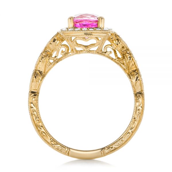 14k Yellow Gold 14k Yellow Gold Custom Pink Sapphire Engagement Ring - Front View -  102285