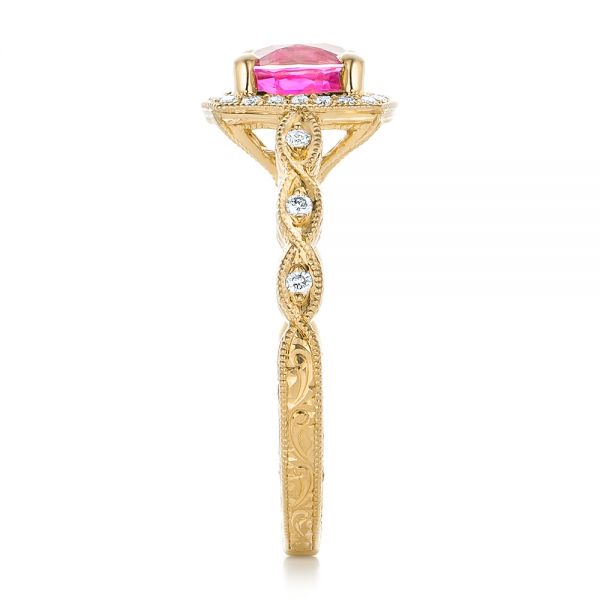 14k Yellow Gold 14k Yellow Gold Custom Pink Sapphire Engagement Ring - Side View -  102285