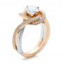 14k Rose Gold And Platinum Custom Diamond Engagement Ring - Three-Quarter View -  100822 - Thumbnail