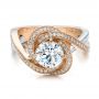 14k Rose Gold And Platinum Custom Diamond Engagement Ring - Flat View -  100822 - Thumbnail