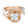 14k Rose Gold And Platinum Custom Diamond Engagement Ring - Flat View -  101749 - Thumbnail