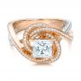 14k Rose Gold And Platinum Custom Diamond Engagement Ring - Flat View -  101749 - Thumbnail