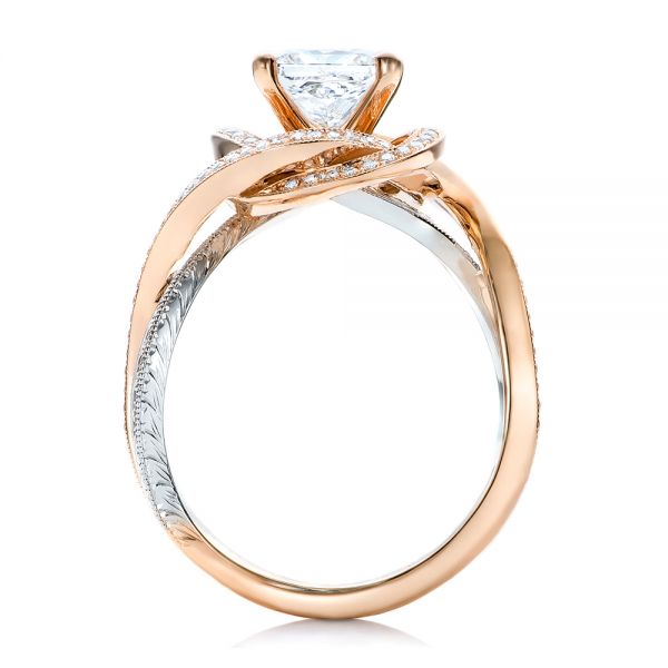 14k Rose Gold And Platinum Custom Diamond Engagement Ring - Front View - 101749