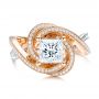 14k Rose Gold And Platinum Custom Diamond Engagement Ring - Top View -  101749 - Thumbnail