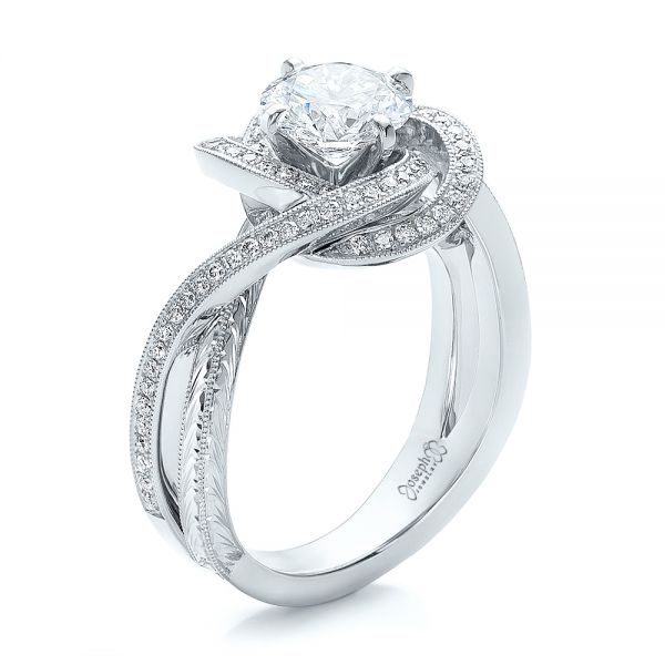 Platinum And 18K Gold Platinum And 18K Gold Custom Diamond Engagement Ring - Three-Quarter View -  100822