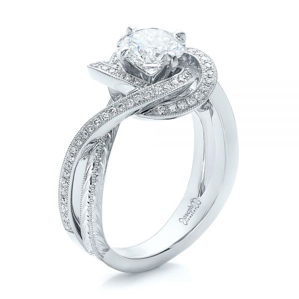 Platinum And Platinum Platinum And Platinum Custom Diamond Engagement Ring - Three-Quarter View - 100822