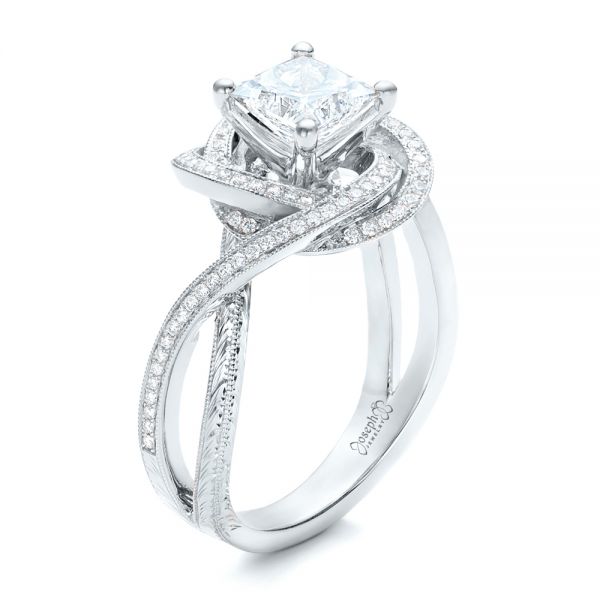 14k White Gold And 18K Gold 14k White Gold And 18K Gold Custom Diamond Engagement Ring - Three-Quarter View -  101749