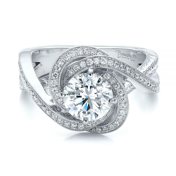 18k White Gold And Platinum 18k White Gold And Platinum Custom Diamond Engagement Ring - Flat View -  100822