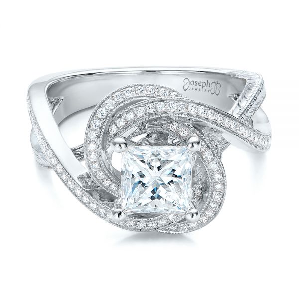18k White Gold And Platinum 18k White Gold And Platinum Custom Diamond Engagement Ring - Flat View - 101749